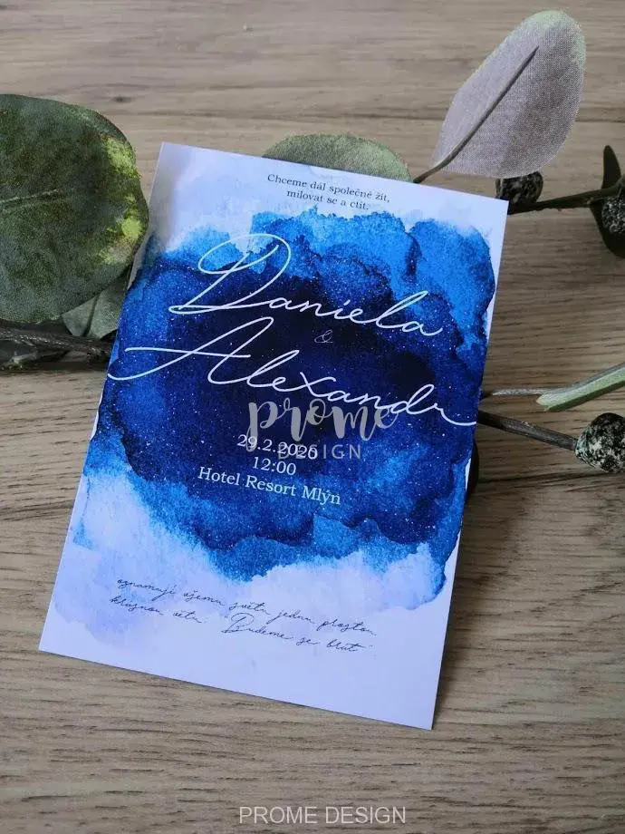 SVATEBNÍ OZNÁMENÍ - Watercolor blue