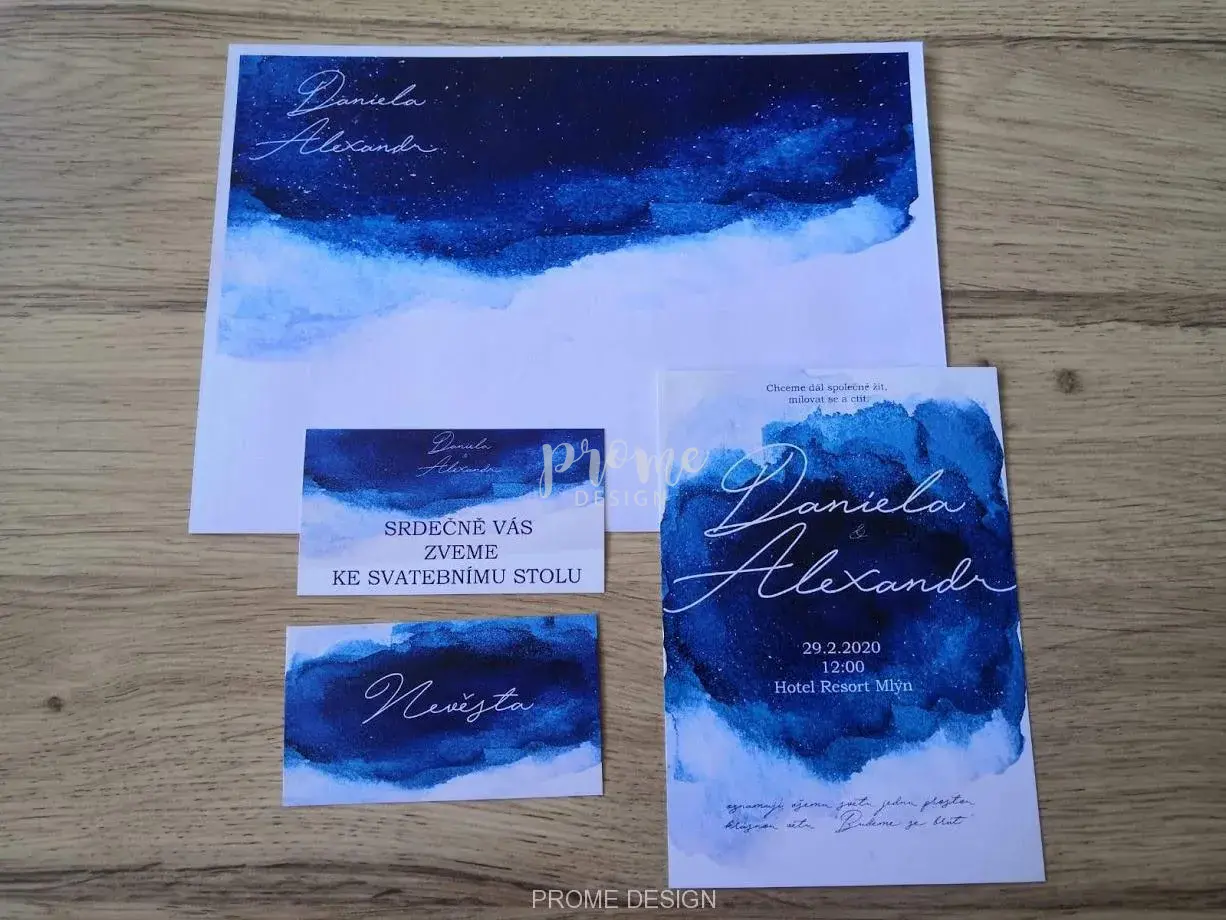 POZVÁNKY KE STOLU - Watercolor blue