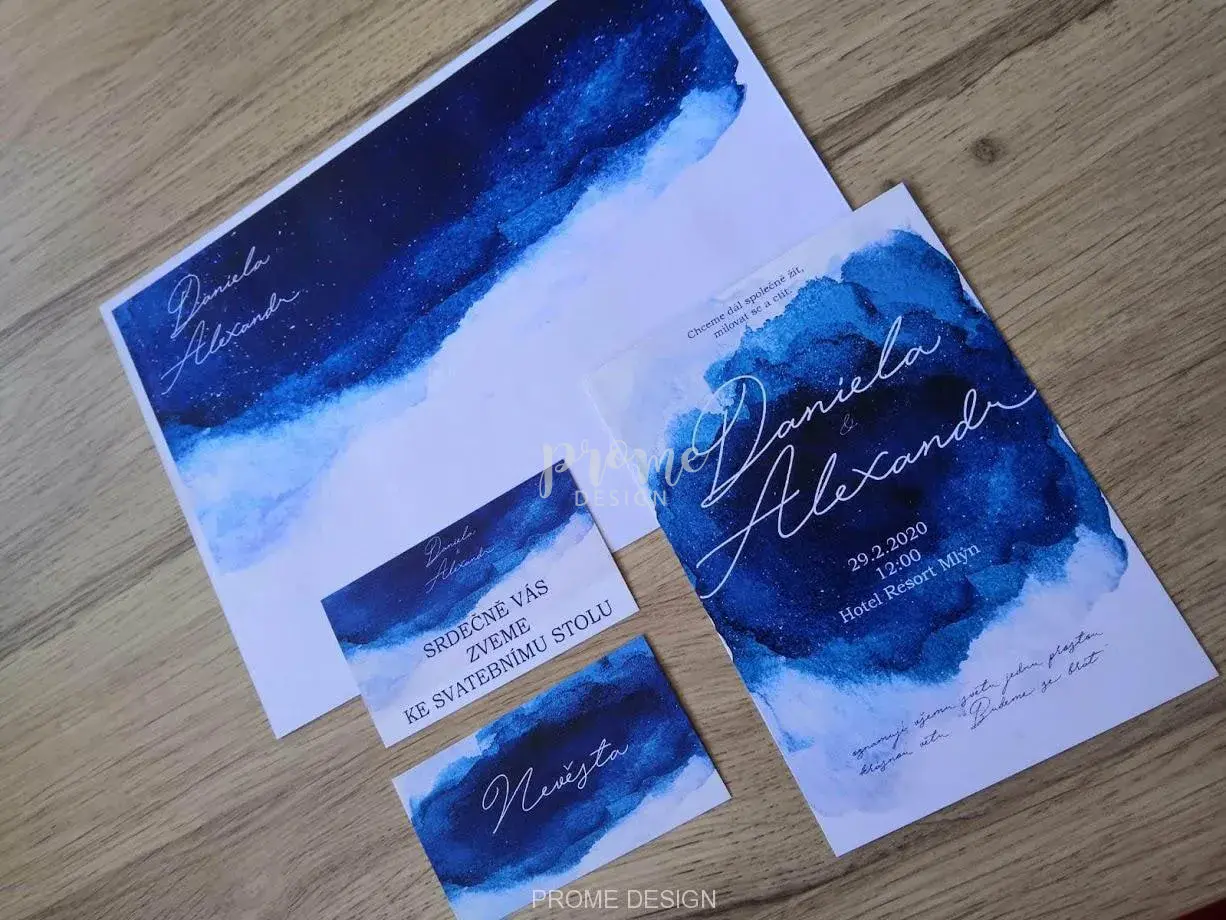 INFO KARTIČKY S VAŠÍM TEXTEM - Watercolor blue