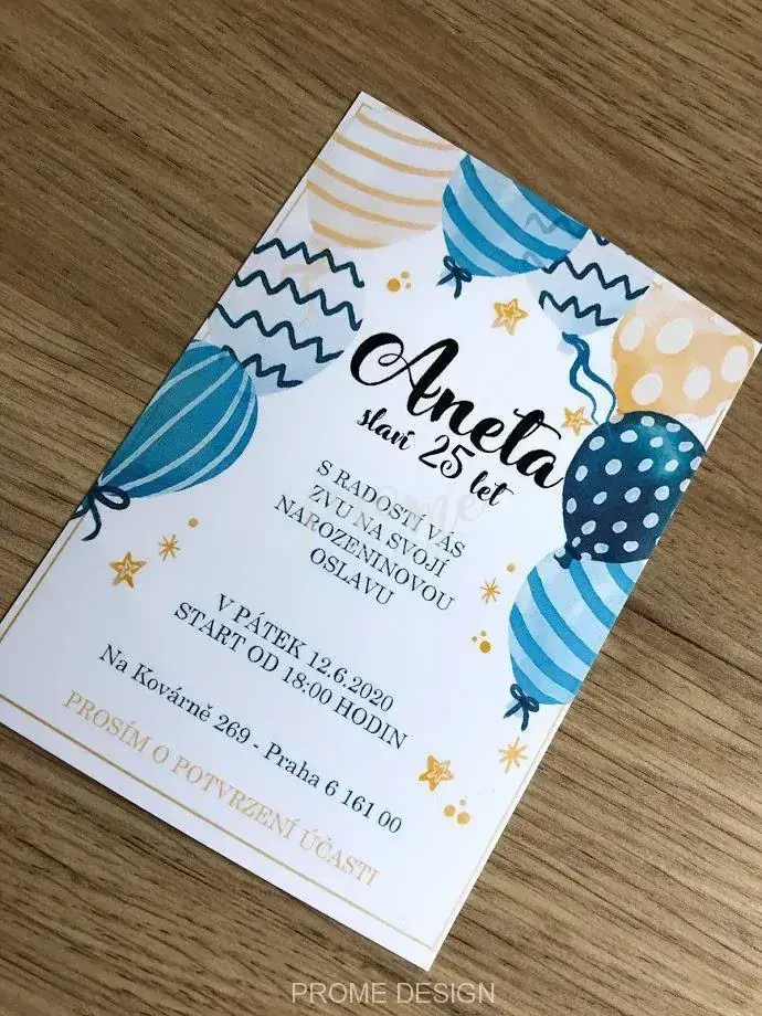 NAROZENINOVÁ POZVÁNKA - 90 Balónky