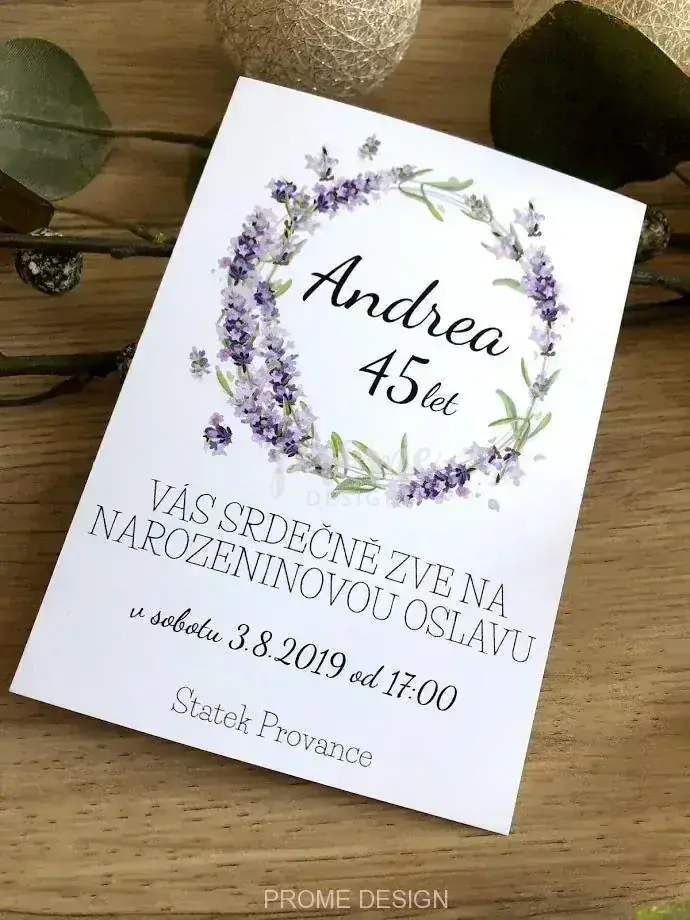 NAROZENINOVÁ POZVÁNKA - 105 Levandule