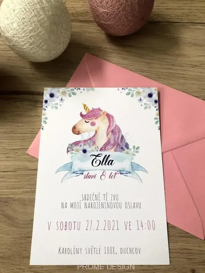 NAROZENINOVÁ POZVÁNKA - 111 JEDNOROŽEC