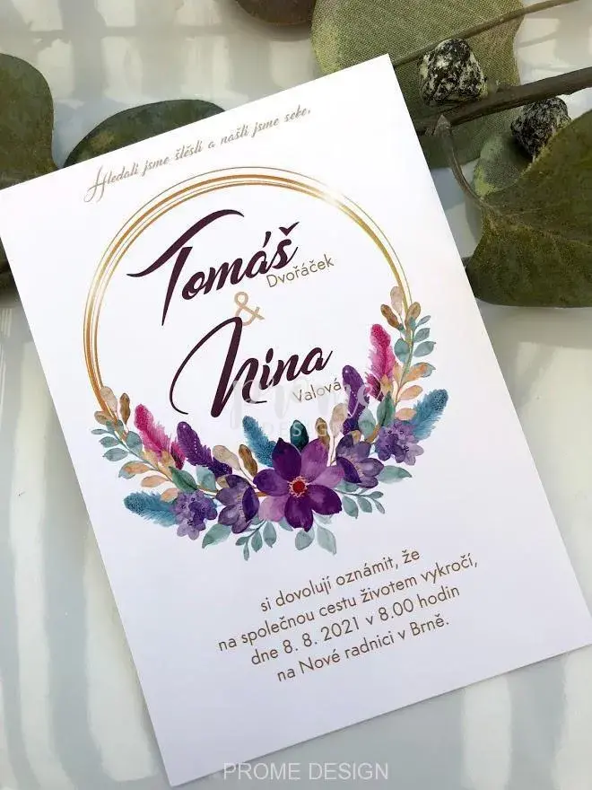 SVATEBNÍ OZNÁMENÍ - Purple and gold watercolor