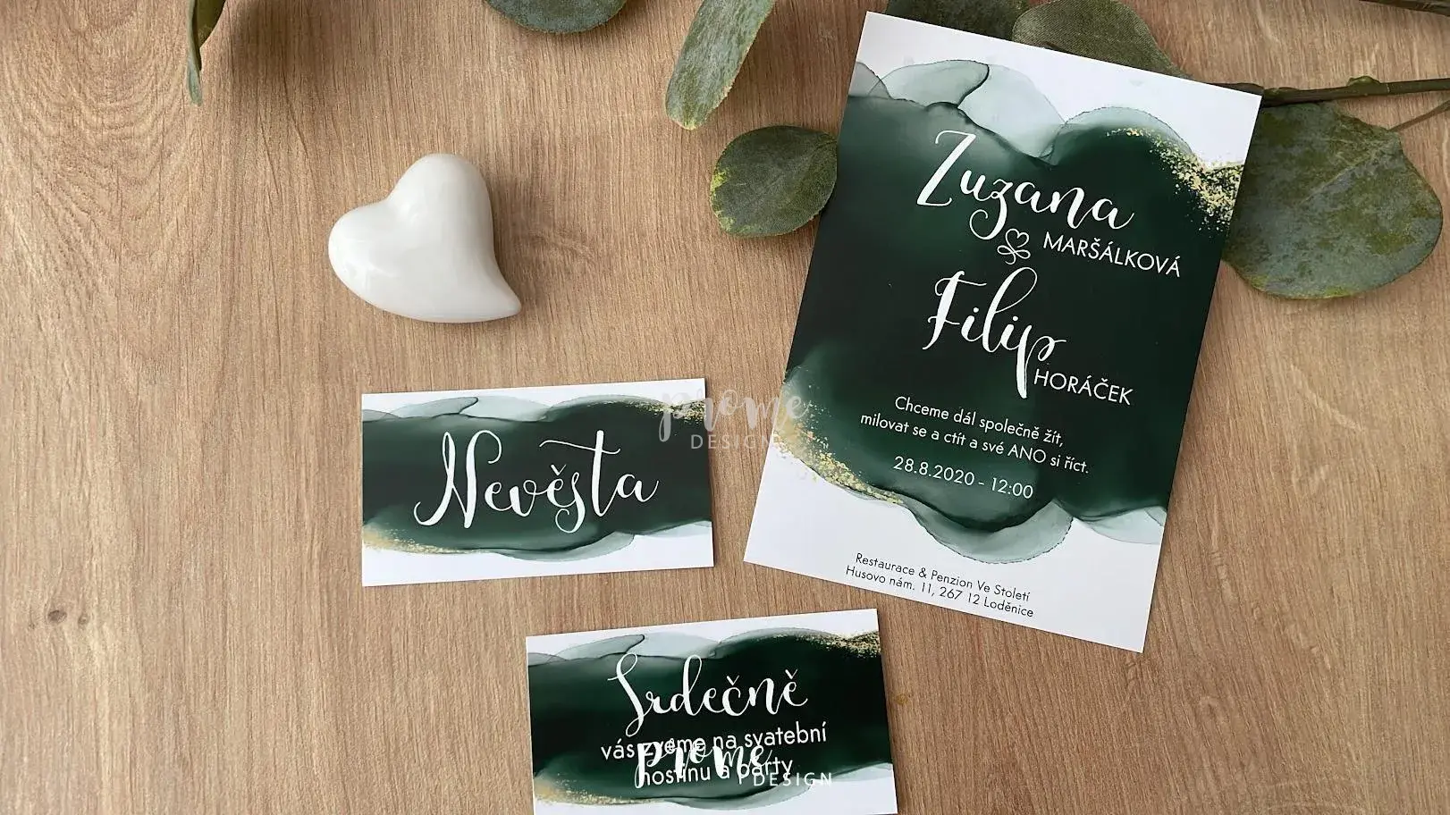 SVATEBNÍ OZNÁMENÍ - Watercolor green