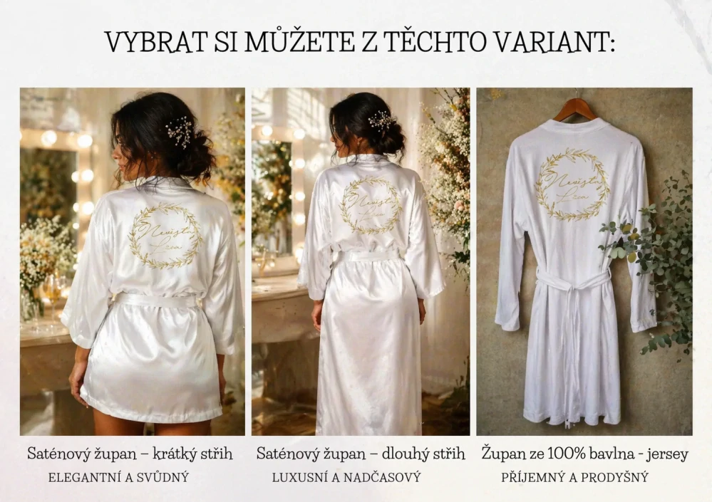 Dámský župan / kimono - Eukalyptus gold - Nevěsta