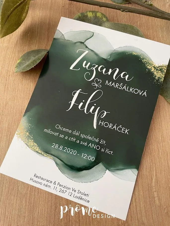 SVATEBNÍ OZNÁMENÍ - Watercolor green