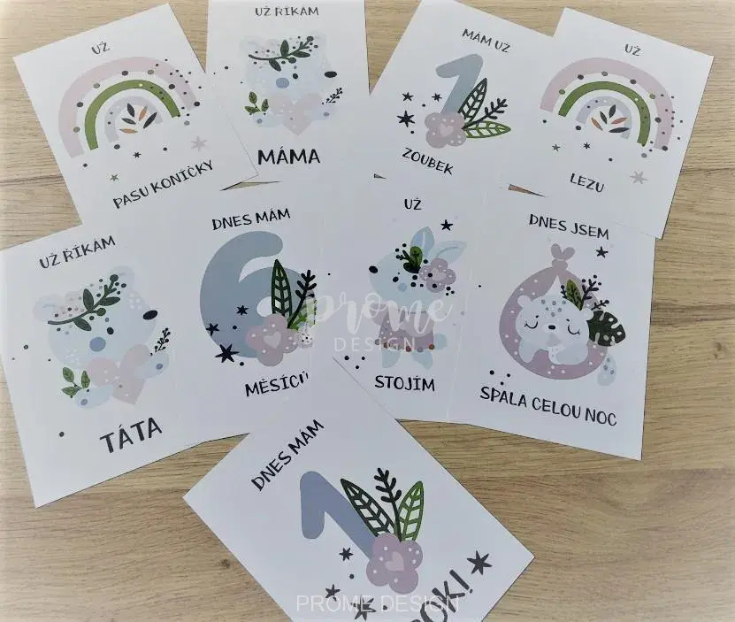 Milníkové kartičky - Cute