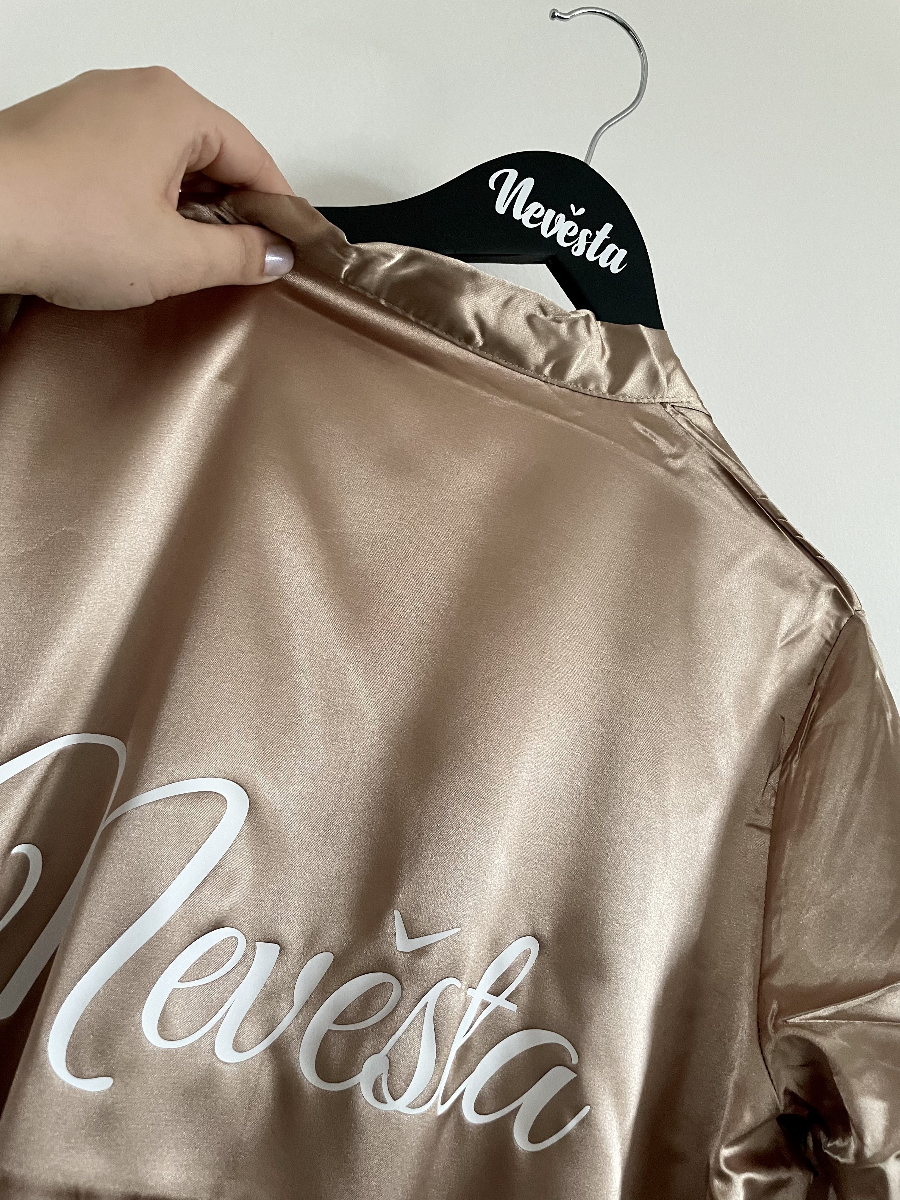 Dámský svatební župan v elegantním odstínu zlaté barvy - S vlastním textem