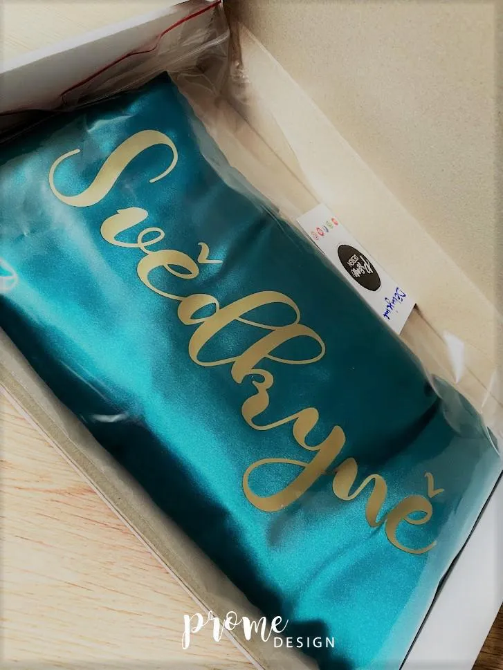 Dámský svatební župan v elegantním odstínu smaragdové barvy - S vlastním textem