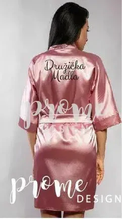 Dámský svatební župan v elegantním odstínu starorůžové barvy - S vaším textem
