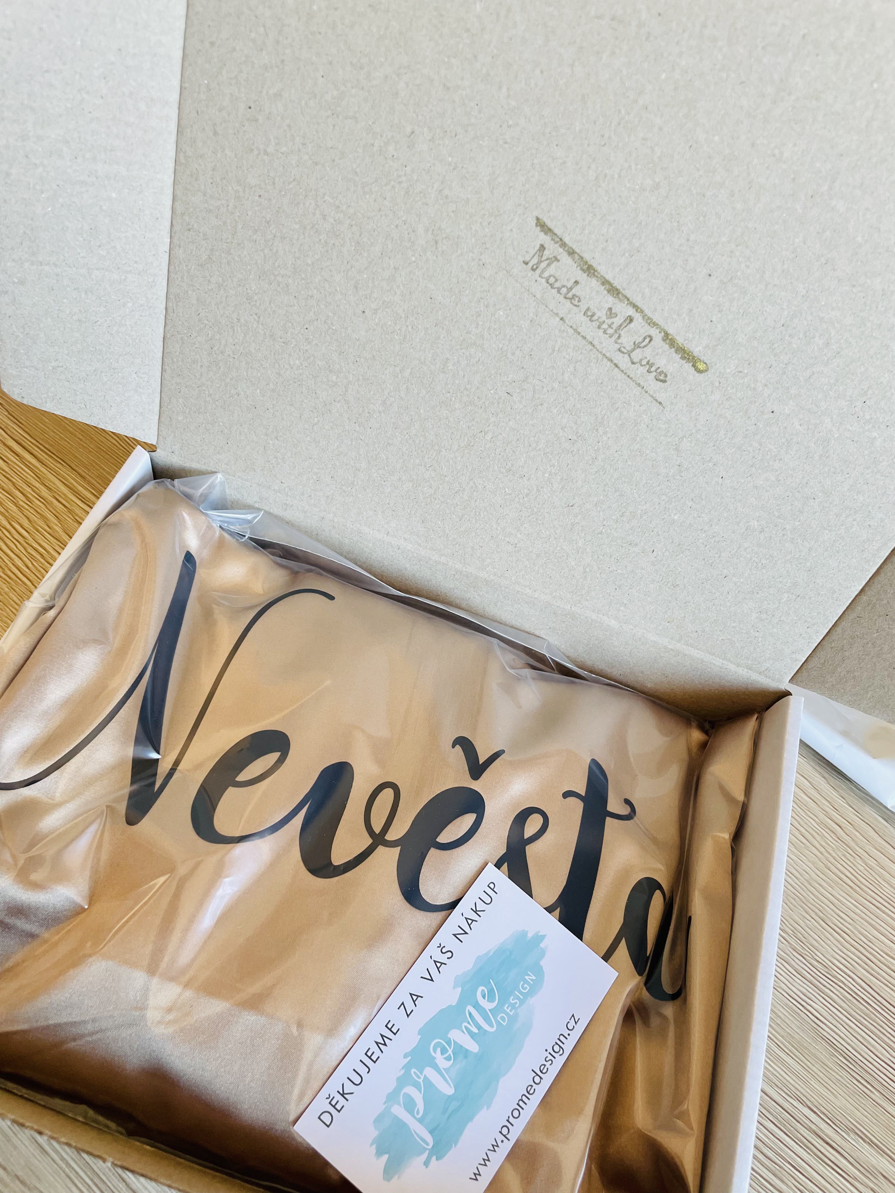 Dámský svatební župan v elegantním odstínu zlaté barvy - S vlastním textem