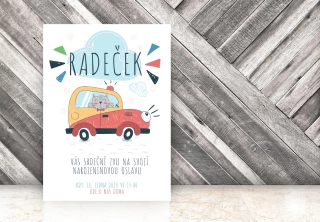 NAROZENINOVÁ POZVÁNKA - CAT CAR