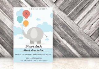 NAROZENINOVÁ POZVÁNKA - Slon balónky