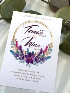 SVATEBNÍ OZNÁMENÍ - Purple and gold watercolor