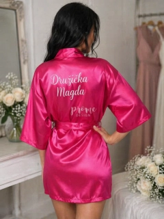 Dámský svatební župan v elegantním odstínu malinové barvy - S vaším textem