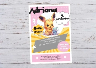 NAROZENINOVÁ POZVÁNKA - POKÉMON PINK
