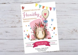 NAROZENINOVÁ POZVÁNKA - JEŽEK 
