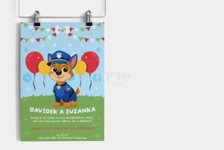 NAROZENINOVÁ POZVÁNKA - PEJSEK V UNIFORMĚ