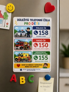 Magnetka / plakát s důležitými telefonními čísly pro děti