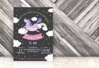 NAROZENINOVÁ POZVÁNKA - Jednorožec černá